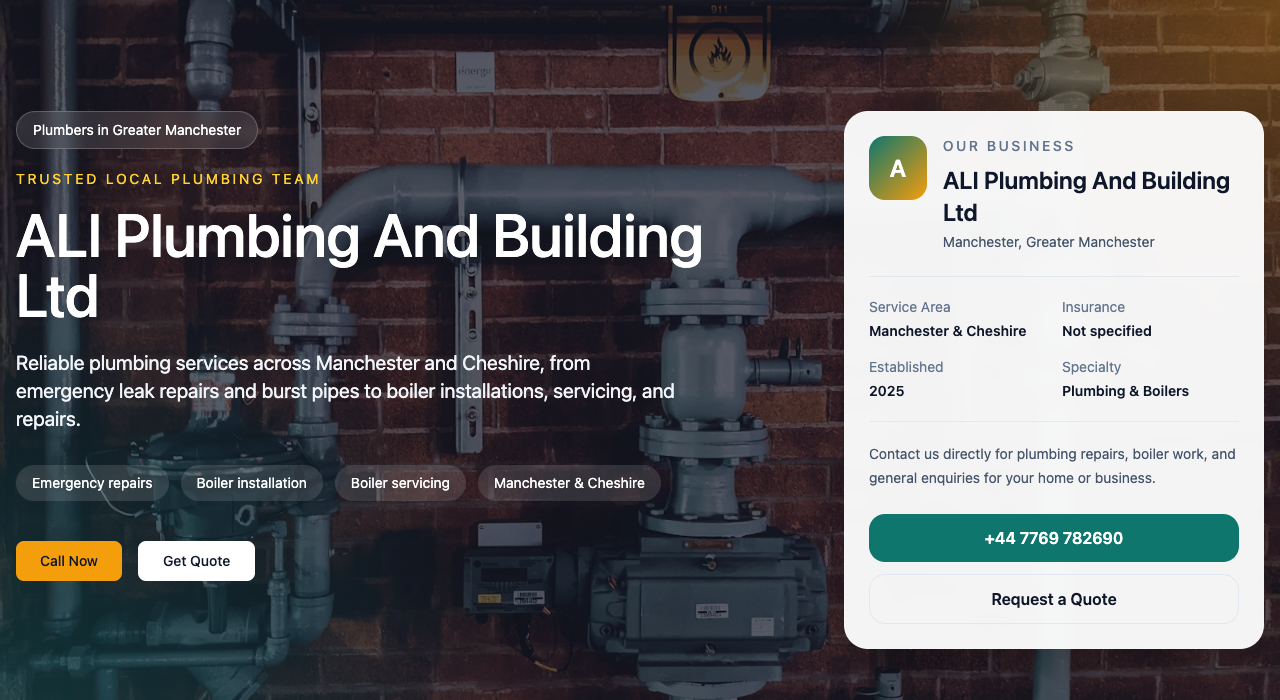 ALI Plumbing website